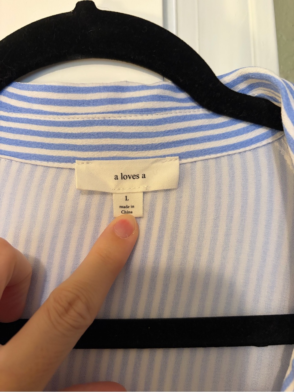 Striped Light Blue Maxi Shirt Dress - Picture 2 of 3
